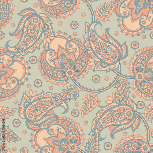 paisley seamless pattern. Damask colorful vector textile background