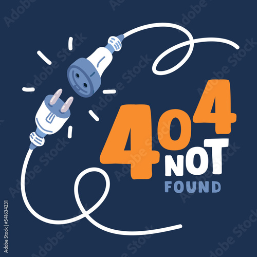 Cartoon vector illustration of 404 Page Not Found Error, a hand drawn vector doodle illustration of internet connection problem concept.