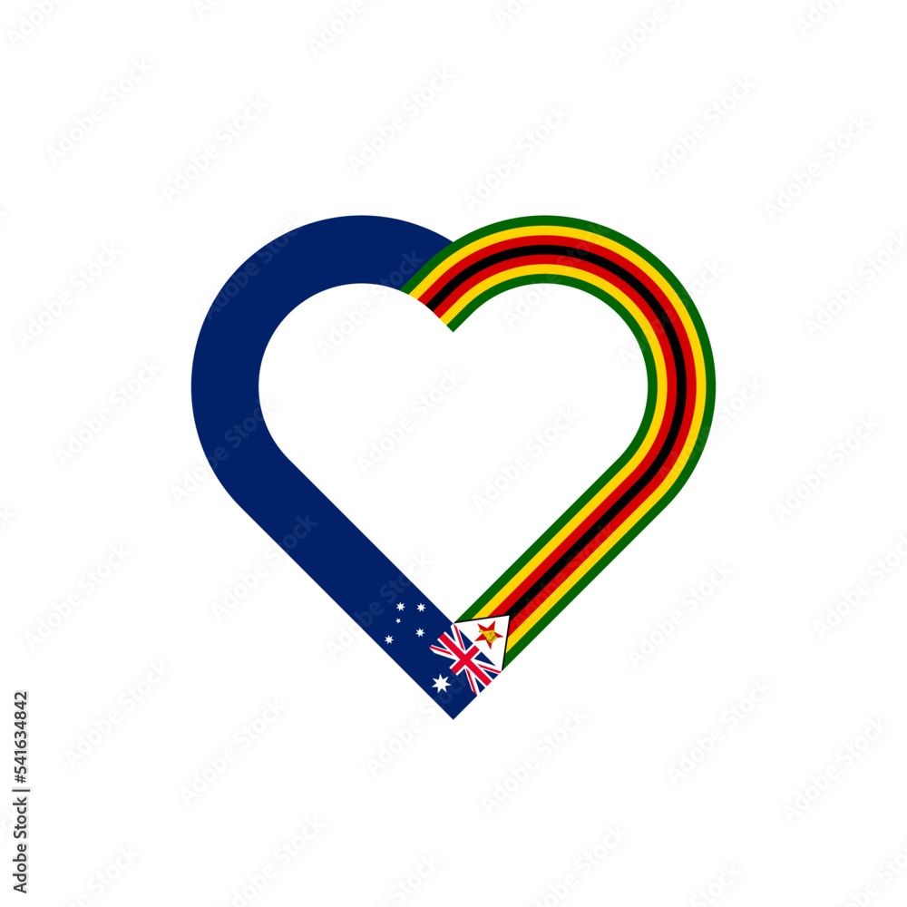 friendship concept. heart ribbon icon of australia and zimbabwe flags. vector illustration isolated on white background friendship concept. heart ribbon icon of australia and zimbabwe flags. vector illustration isolated on white background