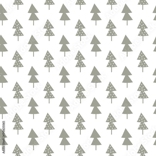 Christmas trees seamless vector pattern. Simple hand drawn illustration. Good for printing textiles, fabric, wrapping paper