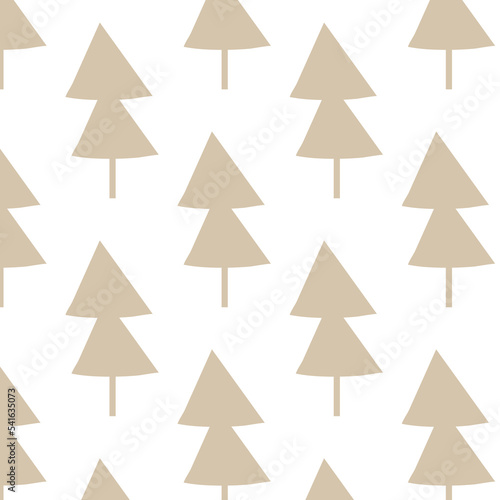 Christmas trees seamless vector pattern. Simple hand drawn stamp illustration in scandinavian style. Good for printing textiles, fabric, wrapping paper