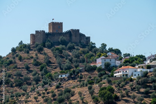 Landscape and the Belver castle in the municipality of Gaviao, Portugal photo