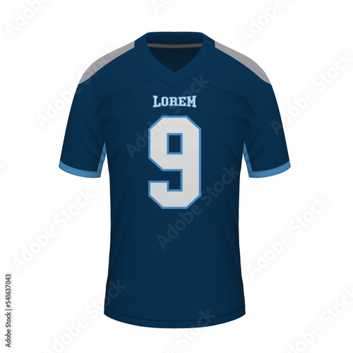 Realistic American football shirt of Tennessee, jersey template