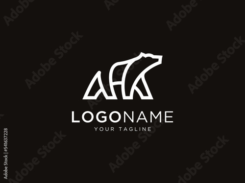 Bear Monoline Logo design vector template