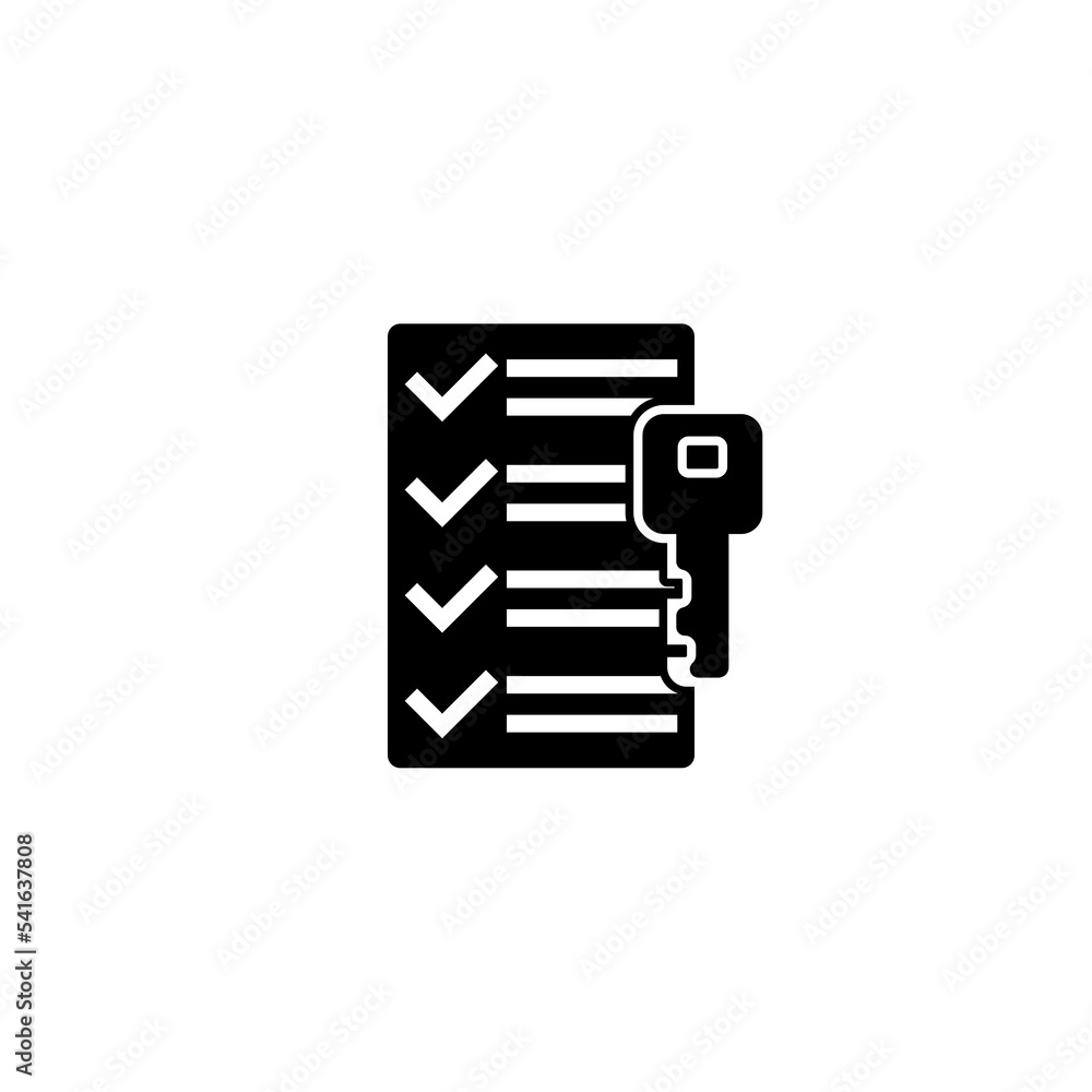 Key and checklist icon. Key and checklist icon.