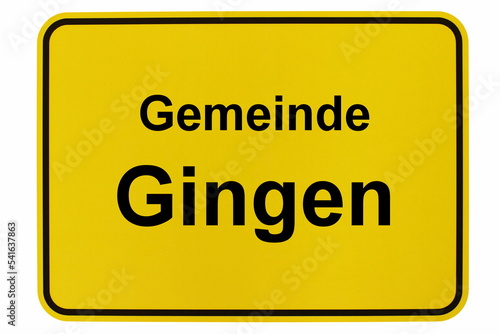 Illustration eines Ortsschildes der Gemeinde Gingen in Baden-Württemberg photo