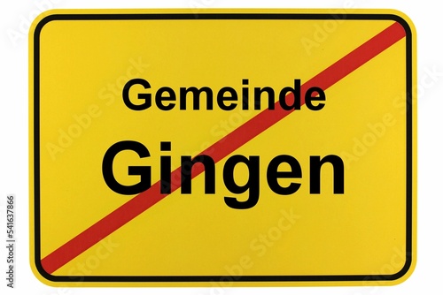 Illustration eines Ortsschildes der Gemeinde Gingen in Baden-Württemberg photo