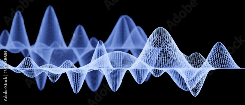 фотографія Blue sound waves on black background