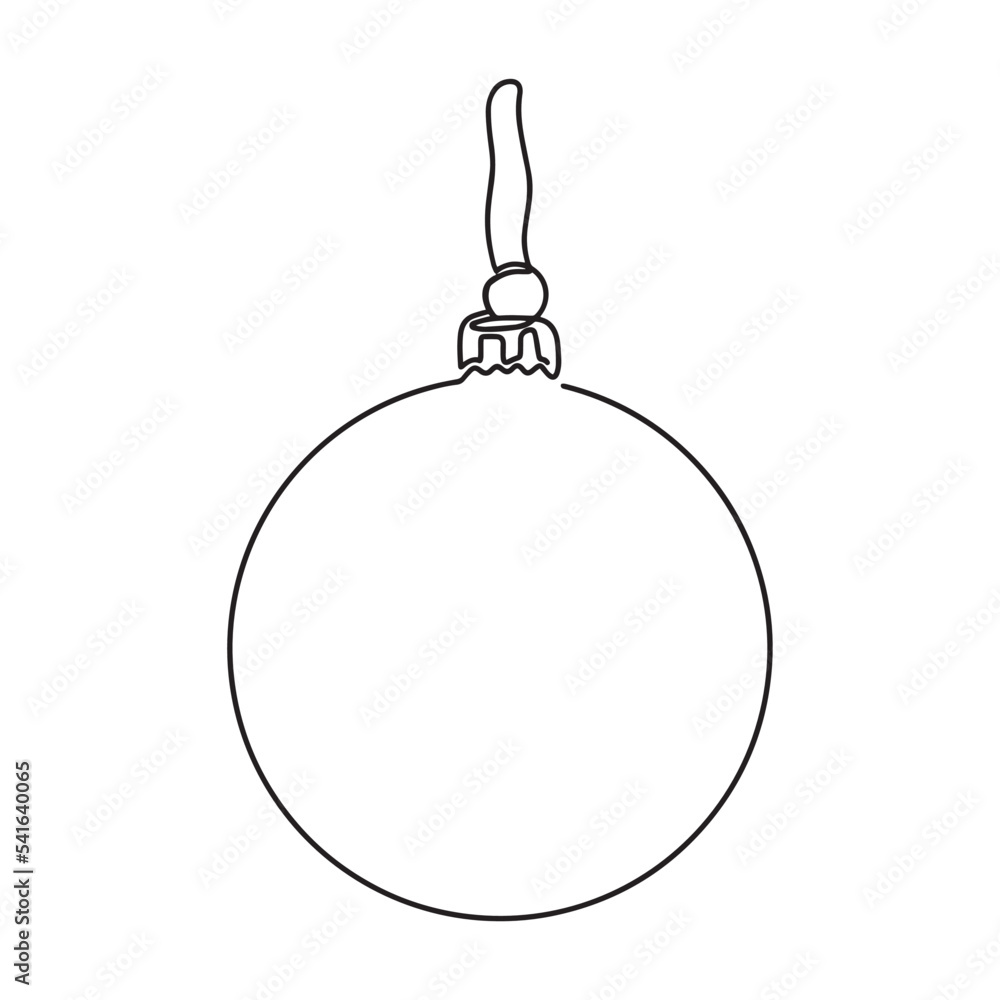 Christmas ball Continuous one line drawing, Vector minimalist linear illustration made of thin single line, New Year and Merry Christmas design element Christmas ball Continuous one line drawing, Vector minimalist linear illustration made of thin single line, New Year and Merry Christmas design element