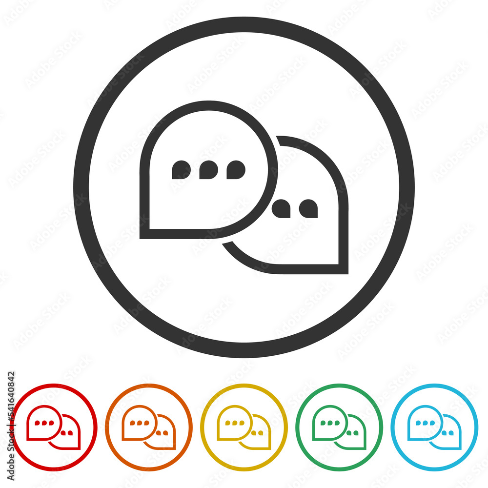 Online chatting line icon. Set icons in color circle buttons Online chatting line icon. Set icons in color circle buttons