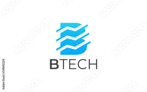 letter b technology logo design templates