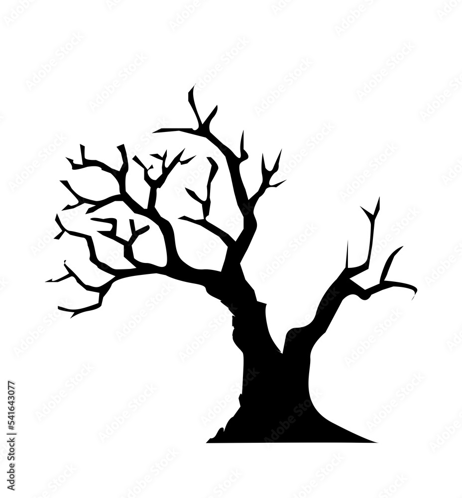PNG. Dead tree silhouette  isolated transparent background. Png illustration graphic design for Halloween decorations.