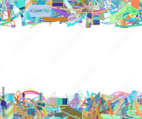 Background pattern abstract seamless design texture. Horizontal stripes. Border frame, transparent background. Theme is about ointment, irregular, repeat, powder, shaving, pomade, cosmetics