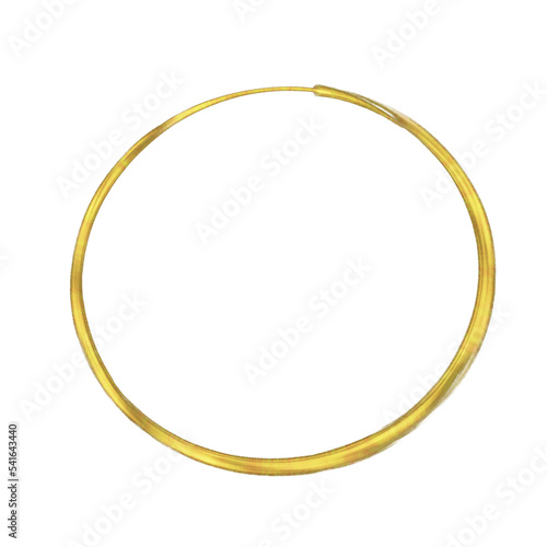 Gold circular frame, metallic circle with copy space, yellow metal texture made with thick layer of paint, round object