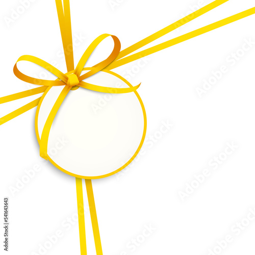 yellow colored ribbon bow with hang tag