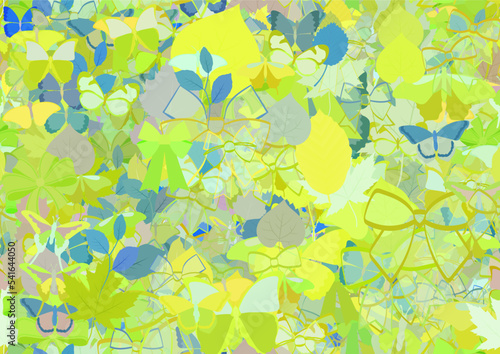 Background pattern abstract seamless design texture. Theme is about nature, garden, gorgeous, parks, graphic, exotic, repeat, colorful, spring, linden, maple, various, wildlife, wing, seasons