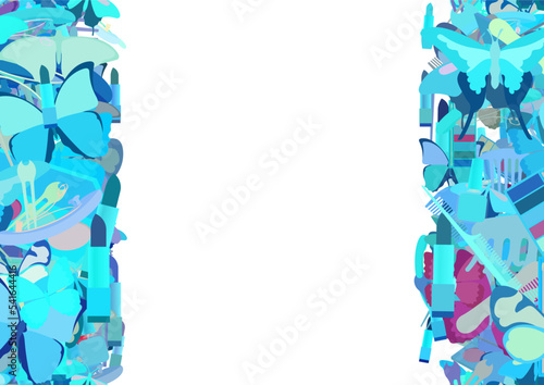 Background pattern abstract seamless design texture. Vertical stripes. Border frame, transparent background. Theme is about art, slip, exotic, claw, salon, hairpin, tones, drawing, raker
