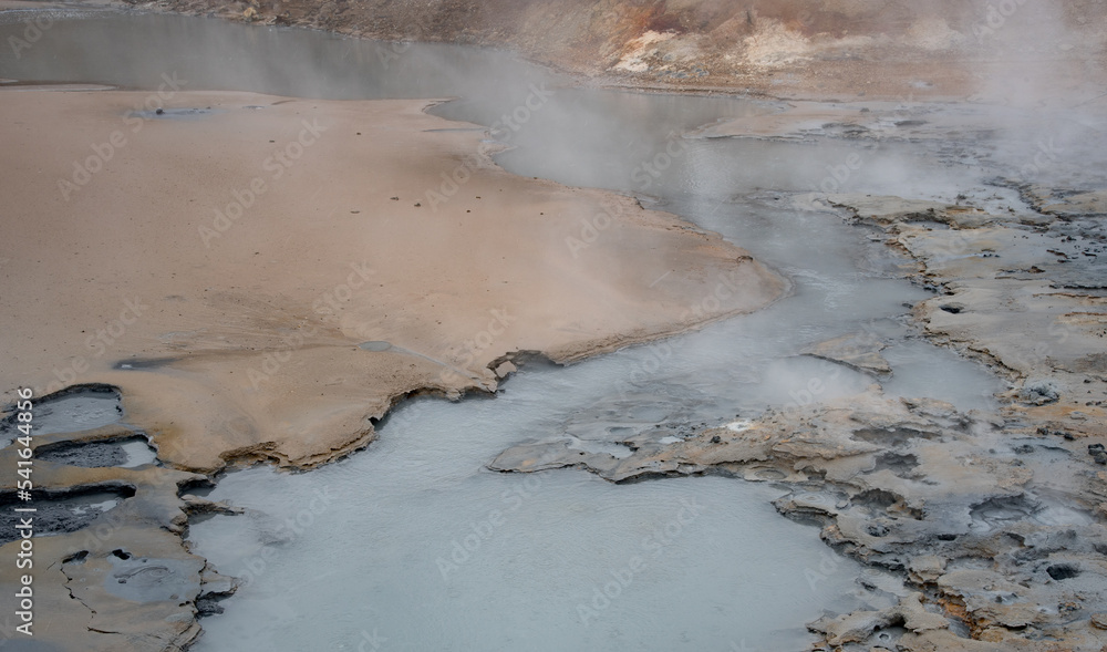 Hot geothermal energy cater in grintavik national park. Iceland Europe