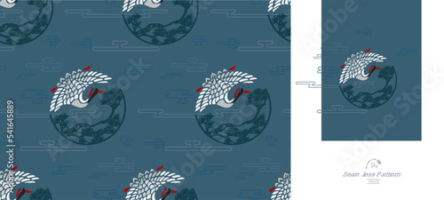 Oriental Crane Seamless Pattern