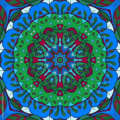 Seamless tile texture. Tracery mehndi design image. Ethnic doodle art. Curved doodling picture. Vector