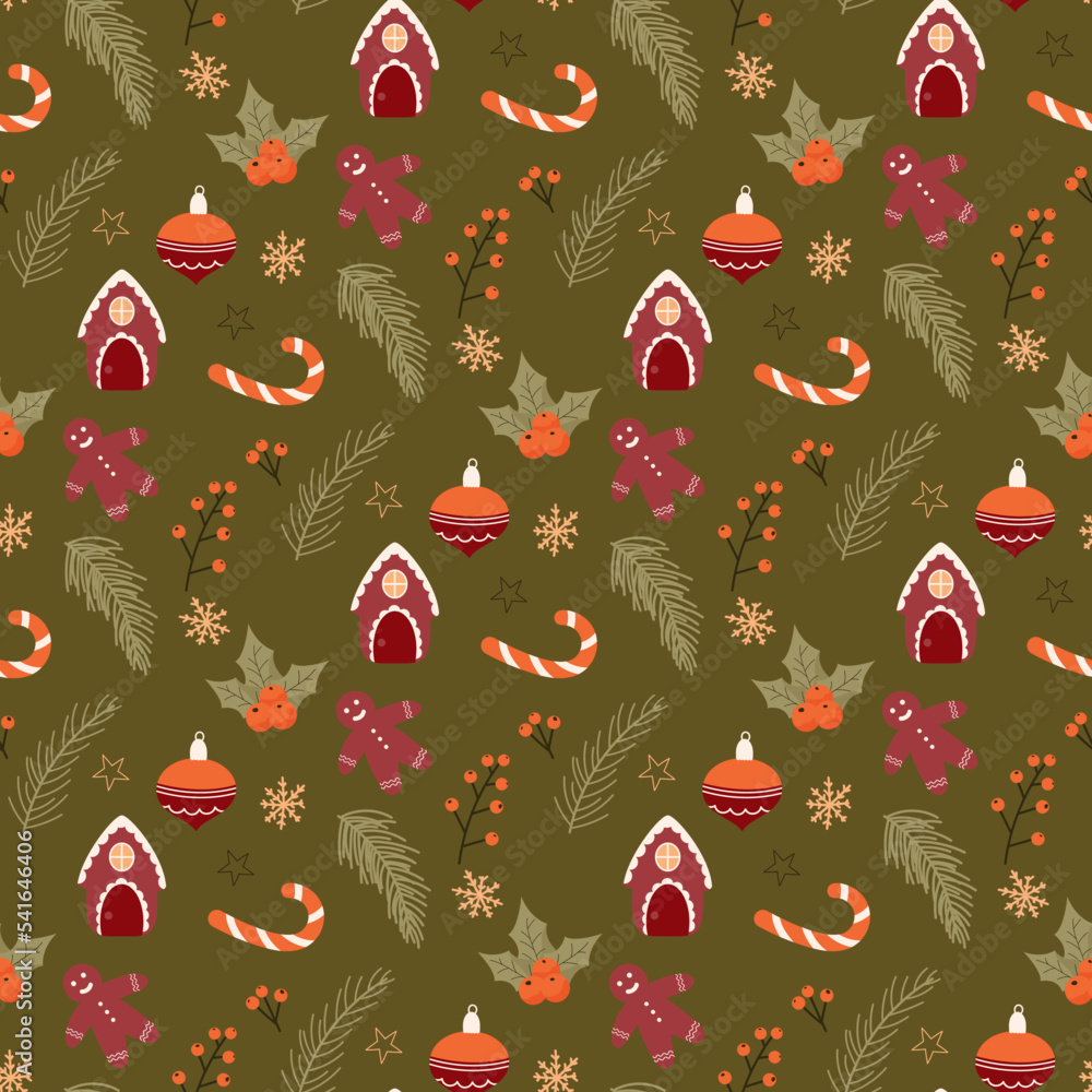 seamless pattern with Christmas decorations seamless pattern with Christmas decorations