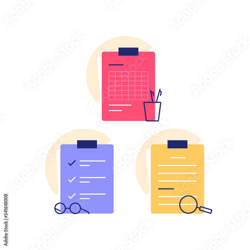 Task management check list,project plan,opinion survey, assignment and exam, productivity solution, vector thin line icon