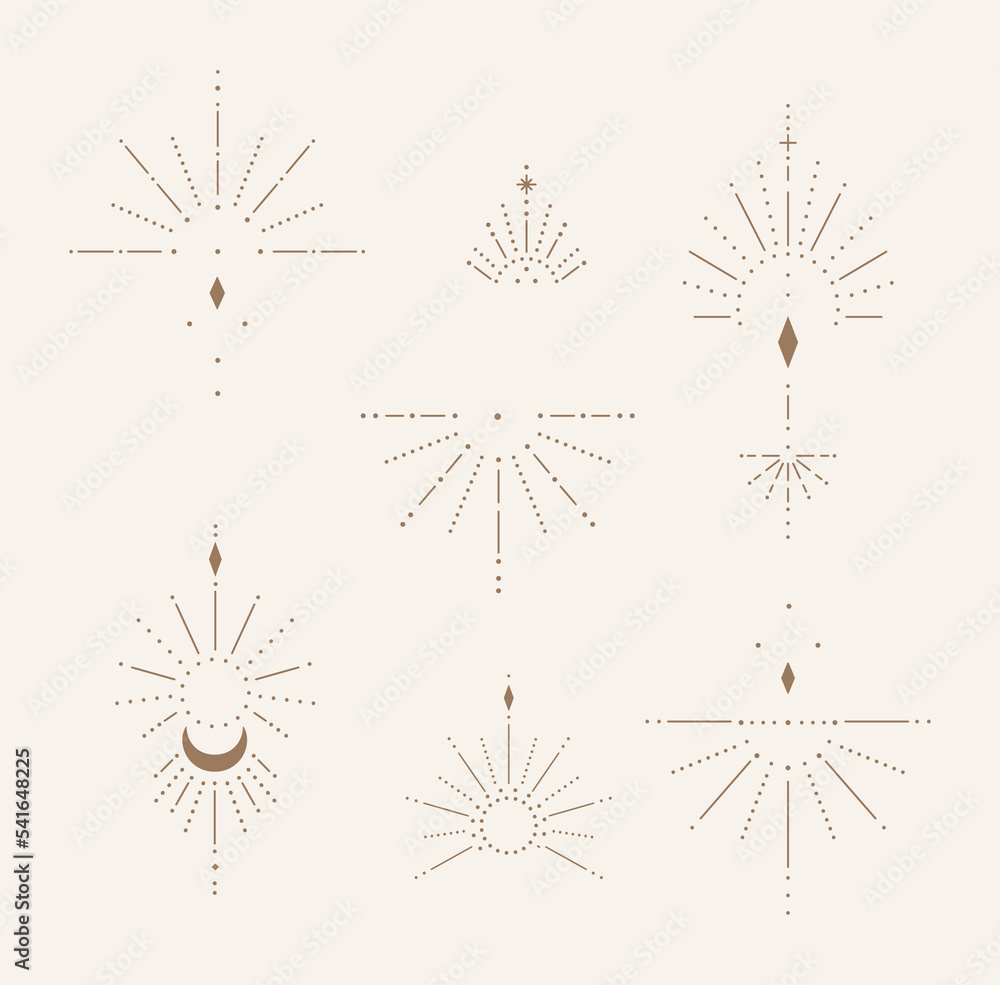 Obraz premium Set of mystical sunburst collection
