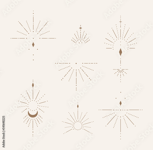 Set of mystical sunburst collection