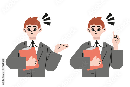 Men with clipboard. Vector concept illustration. Isolated on white background
