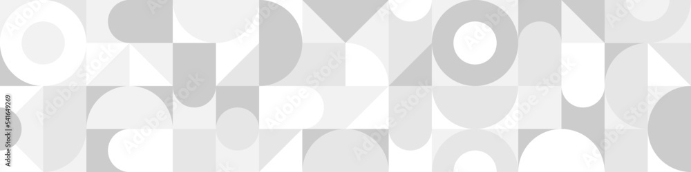 Seamless trendy white background for textiles or covers. Mosaic with gray texture of geometric shapes, template for web intro.