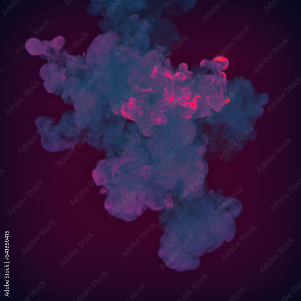 Neon colored explosion. Abstract illustration. Chemical attack. 3d rendering