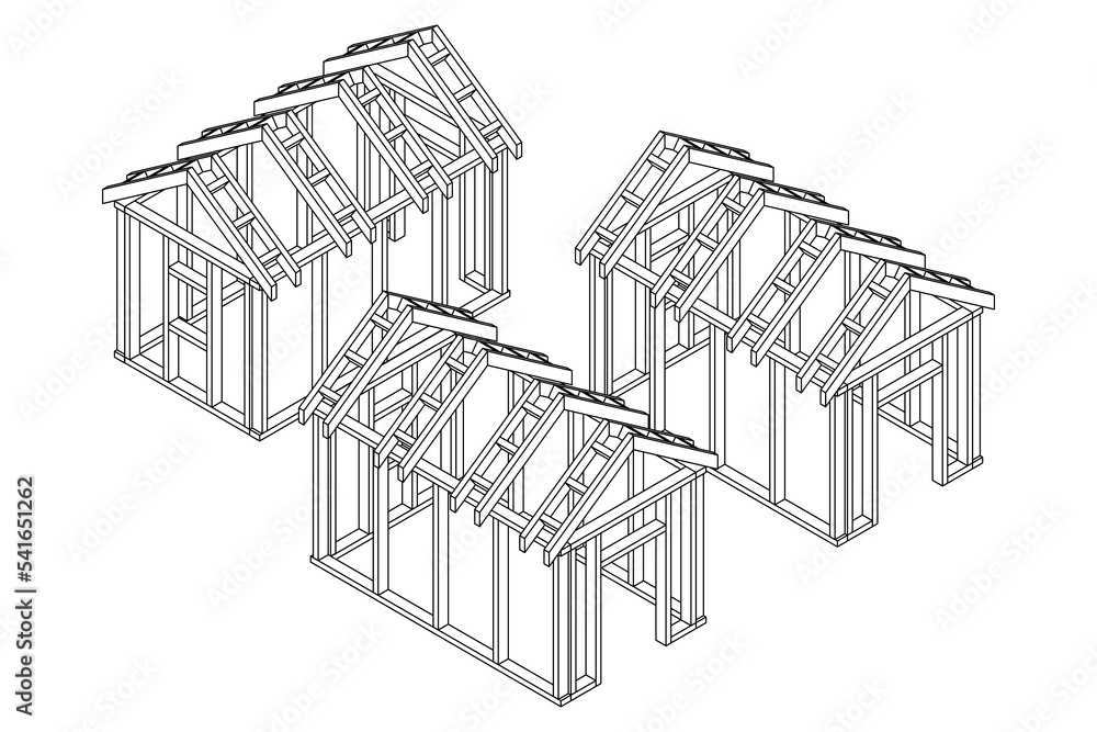 Fototapeta premium Building object or framing house. Greenhouse construction frame.