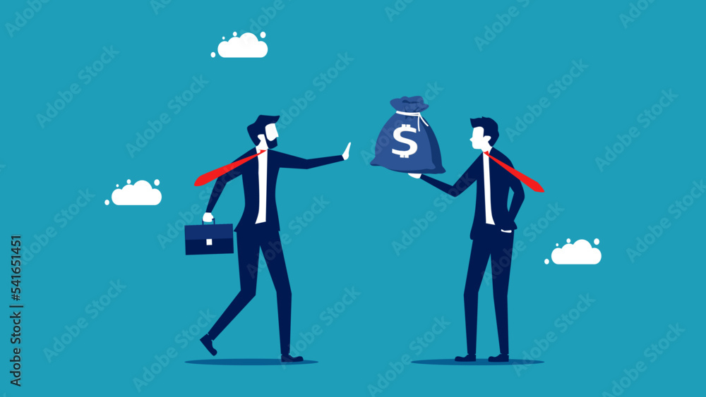 Refuse to accept bribes. Businessmen refuse to accept bribes. vector illustration eps