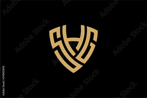 SHG creative letter shield logo design vector icon illustration