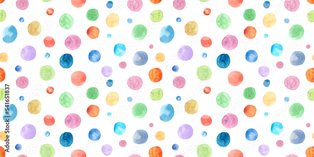 modern coloured circles watercolor seamless pattern