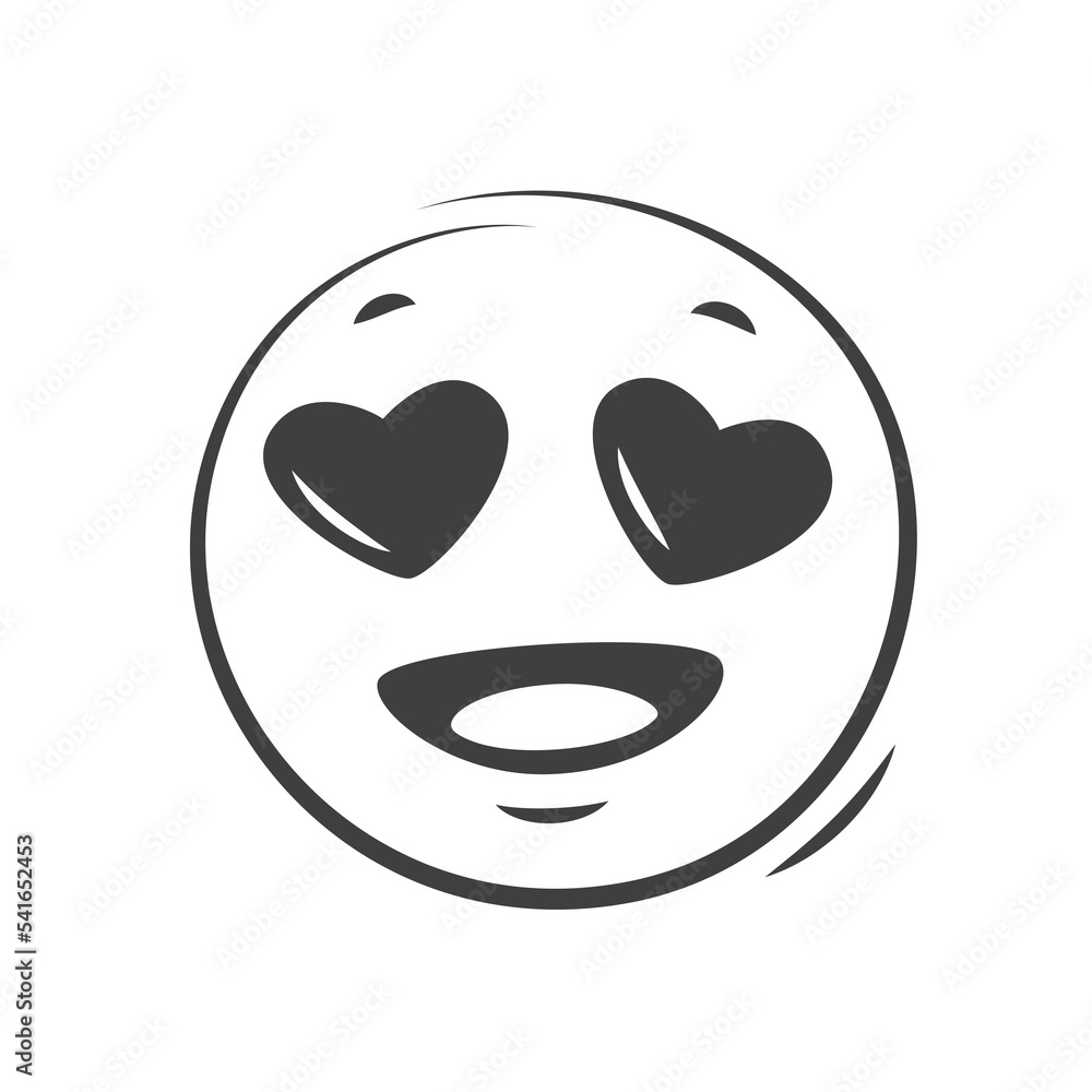Emoji with hearts. Happy smiling emoticon isolated on white background. Vector illustration. Emoji with hearts. Happy smiling emoticon isolated on white background. Vector illustration.