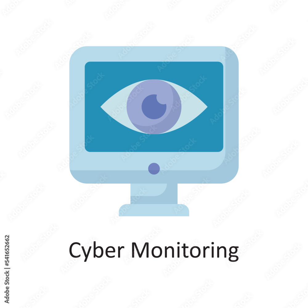 Cyber Monitoring Vector Flat Icon Design illustration. Cloud Computing Symbol on White background EPS 10 File Cyber Monitoring Vector Flat Icon Design illustration. Cloud Computing Symbol on White background EPS 10 File