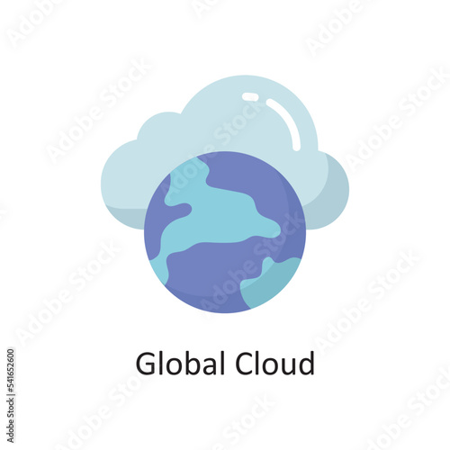 Global Cloud Vector  Flat Icon Design illustration. Cloud Computing Symbol on White background EPS 10 File