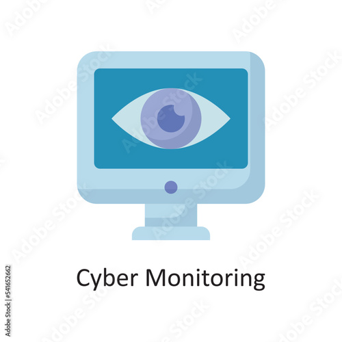 Cyber Monitoring Vector  Flat Icon Design illustration. Cloud Computing Symbol on White background EPS 10 File