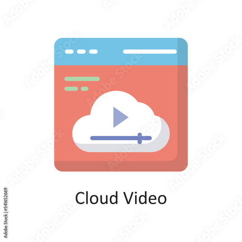 Cloud Video Vector  Flat Icon Design illustration. Cloud Computing Symbol on White background EPS 10 File