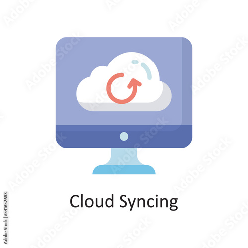 Cloud Syncing Vector  Flat Icon Design illustration. Cloud Computing Symbol on White background EPS 10 File