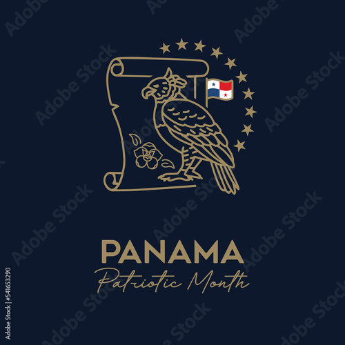 VECTORS. Banner for Panama Patriotic Month, Independence day and civil holidays. November, national symbols, flag, elegant, formal, lineal