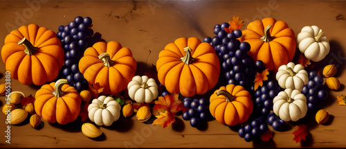 Artistic concept painting of a pumpkins vegetables on table  background illustration.
