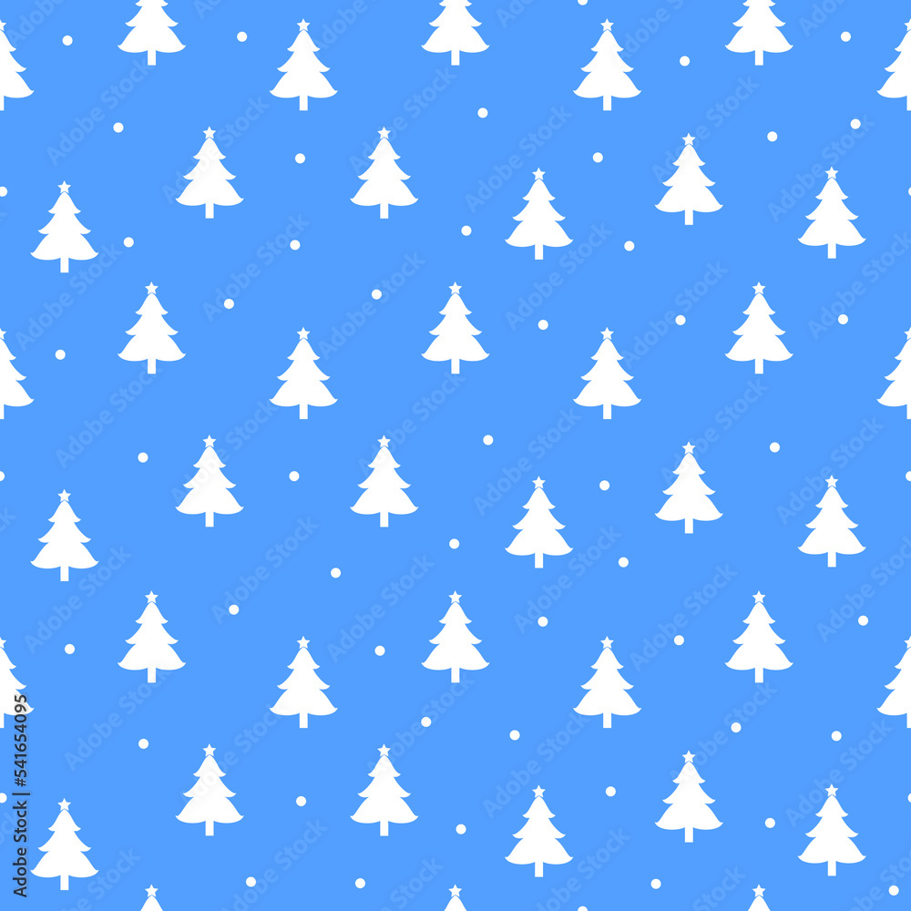 White Christmas tree seamless pattern. Vector illustration. Design template for wallpaper, fabric, wrapping, textile.