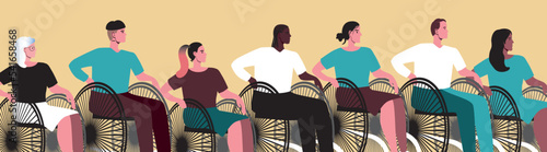 Inclusive people in wheelchairs isolated, flat vector stock illustration