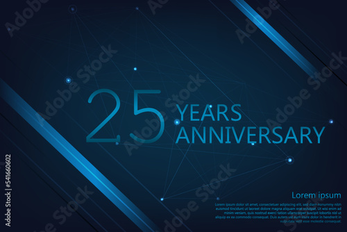 25 years anniversary banner. Poster template for celebrating anniversary event party. Vector illustration