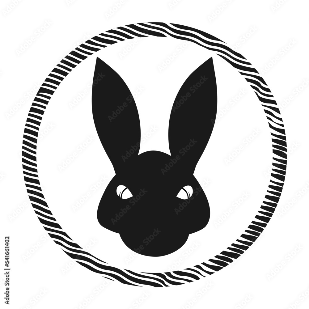 black rabbit logo. Chinese New Year. Vector illustration Stock Vector ...