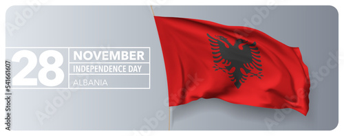 Foto Albania happy independence day greeting card, banner vector illustration