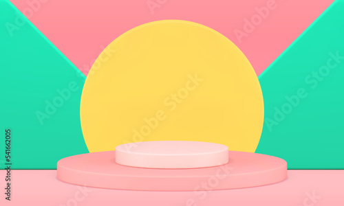 Circle display podium showcase form 3d background product performance scene realistic vector