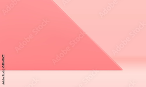 Product display presentation 3d background minimal scene pink triangle wall realistic vector illustration